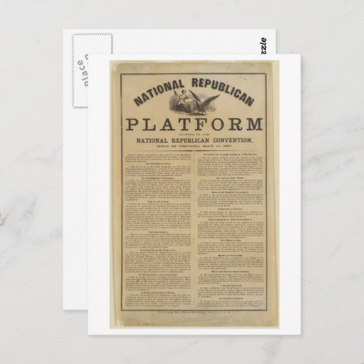 共和党全国大会プラットフォーム1860 ポストカード (正面/裏面)