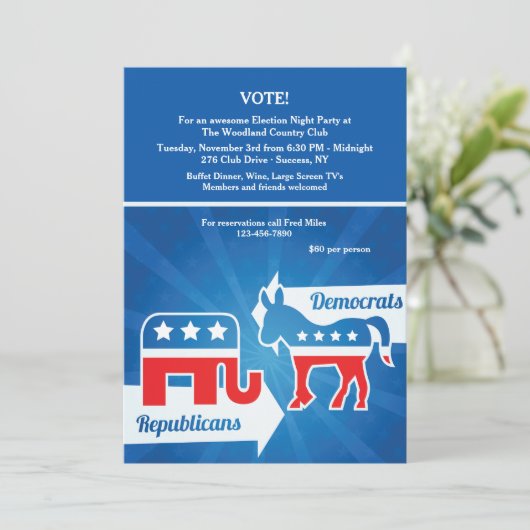 共和党員および民主党員の選挙のパーティーInvitatio 招待状 (スタンド正面)