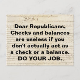 共和党員のチェックとバランスがあなたの仕事をする ポストカード