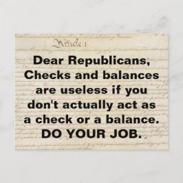 共和党員のチェックとバランスがあなたの仕事をする ポストカード