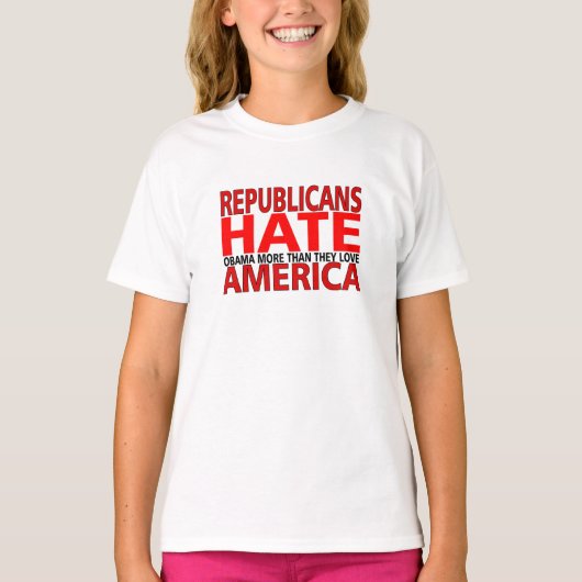 共和党員の憎悪オバマより多くアメリカを愛します Tシャツ (正面)