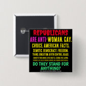 共和党員はアンチ女、ゲイ、万事である 缶バッジ (正面&裏面)