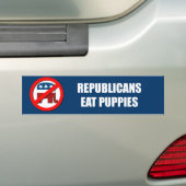 共和党員は子犬を食べます バンパーステッカー (車上)