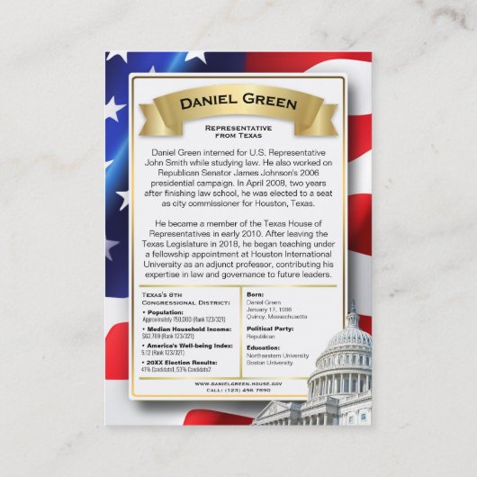 共和党統一された州会議トレーディングカード コーリングカード (裏面)