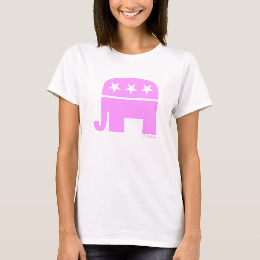 共和党誇りを持った女性ピンクゾウGOP Tシャツ (正面)