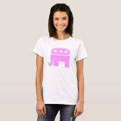 共和党誇りを持った女性ピンクゾウGOP Tシャツ (正面フル)