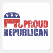 共和党誇りを持った象タン動揺して州 スクエアシール (正面)