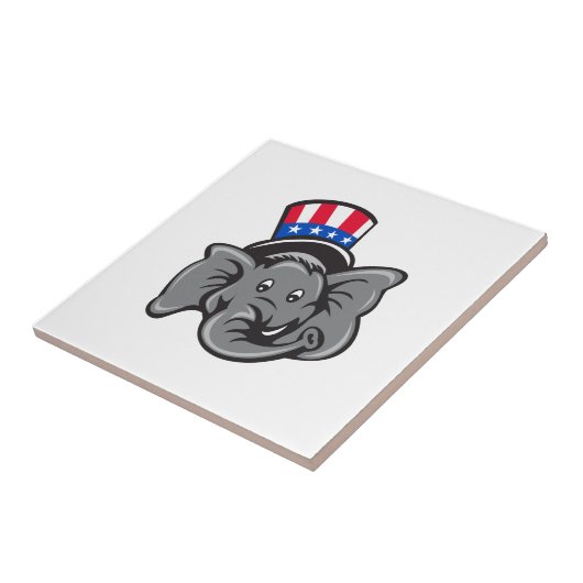 共和党象のマスコットの頭部のシルクハットの漫画 タイル (側面)