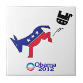 共和党象を蹴っている民主党員のろば タイル (正面)