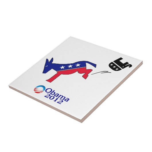 共和党象を蹴っている民主党員のろば タイル (側面)
