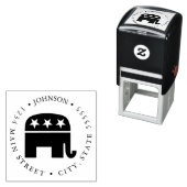 共和党象アメリカ国旗の戻りラベル セルフインキングスタンプ (インサイチュ)