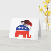 共和党象サンタクロース カード (黄色い花)