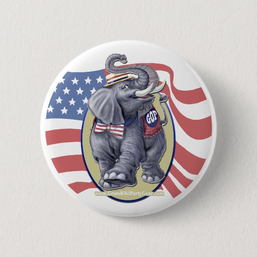共和党象ボタン 缶バッジ (正面)