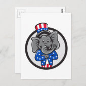 共和党象マスコットの腕がサークルカーを越えた ポストカード (正面/裏面)