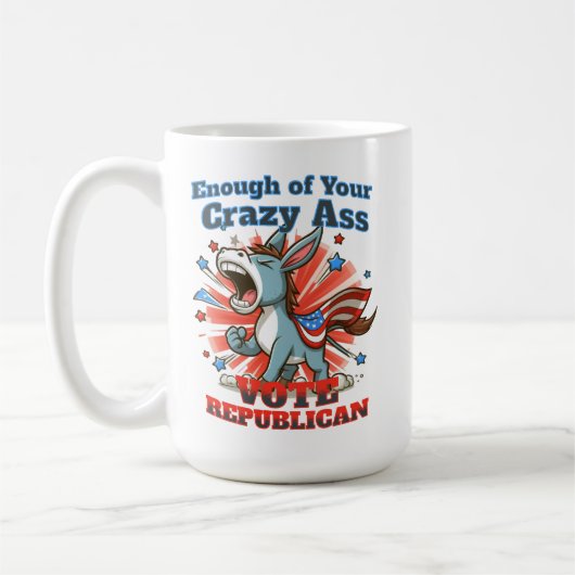 共和党GOP投票アンチ民主党議員プロアメリカ コーヒーマグカップ (左)