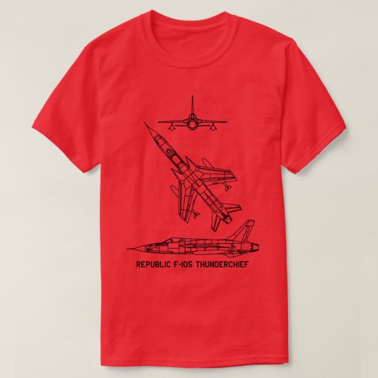 共和国F105サンダーチーフアメリカ飛行機ブループリン Tシャツ (デザイン正面)