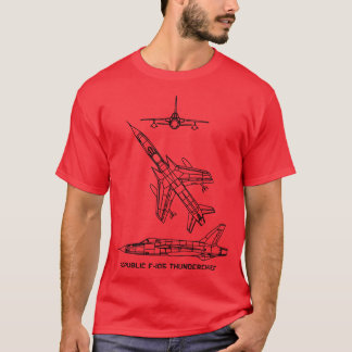 共和国F105サンダーチーフアメリカ飛行機ブループリン Tシャツ