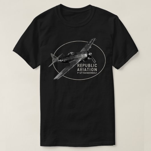 共和国P47サンダーボルトジュグ第2次世界大戦戦闘機飛行機 Tシャツ (デザイン正面)
