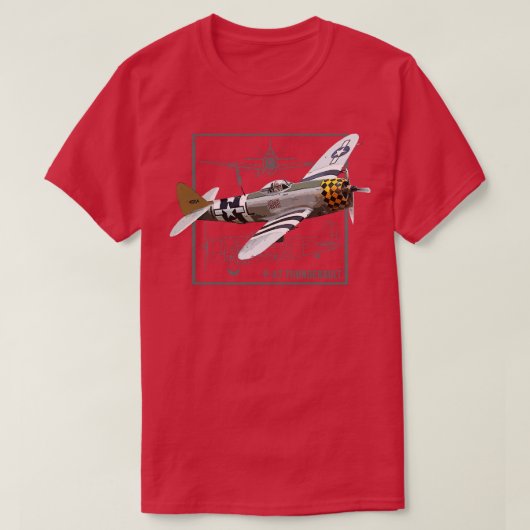 共和国P47サンダーボルト第2次世界大戦戦闘機飛行機 Tシャツ (デザイン正面)