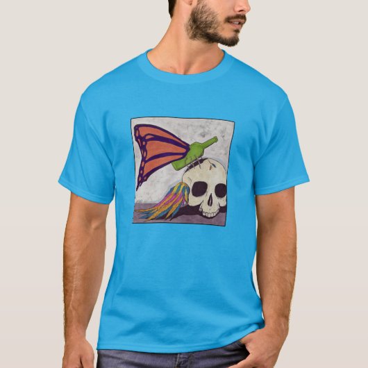 共存 ドクロ鳥とクロバエ Tシャツ (正面)