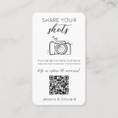 共有あなたのショット記憶できるQrコードブラック結婚ズ プレイスカード (正面)