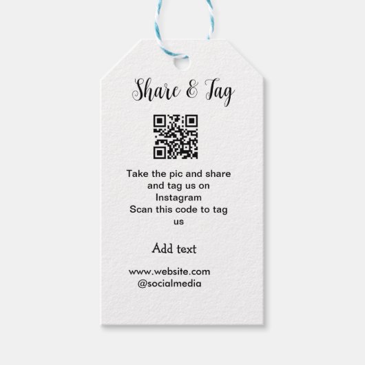 共有とラベルInstagramスキャンQR追加Webサイト ギフトタグ (正面)