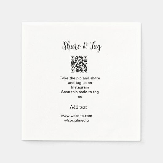 共有とラベルInstagramスキャンQR追加Webサイト スタンダードカクテルナプキン (正面)