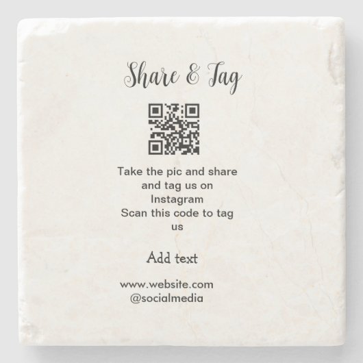 共有とラベルInstagramスキャンQR追加Webサイト ストーンコースター (正面)