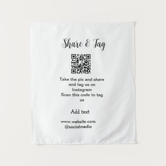 共有とラベルInstagramスキャンQR追加Webサイト タペストリー (正面)