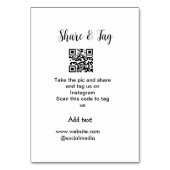 共有とラベルInstagramスキャンQR追加Webサイト テーブルナンバー (裏面)