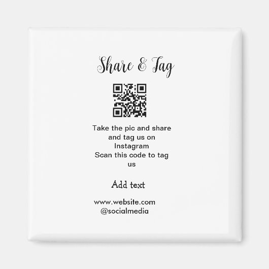 共有とラベルInstagramスキャンQR追加Webサイト マグネット (正面)