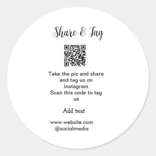 共有とラベルInstagramスキャンQR追加Webサイト ラウンドシール (正面)