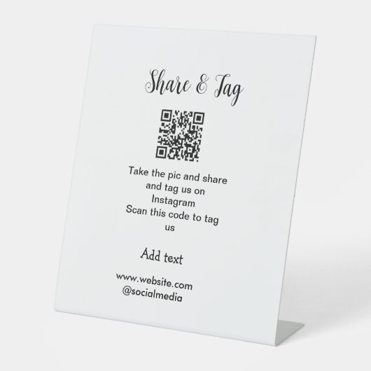 共有とラベルInstagramスキャンQR追加Webサイト 台座サイン (正面)
