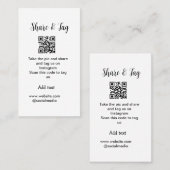 共有とラベルInstagramスキャンQR追加Webサイト 名刺 (正面/裏面)