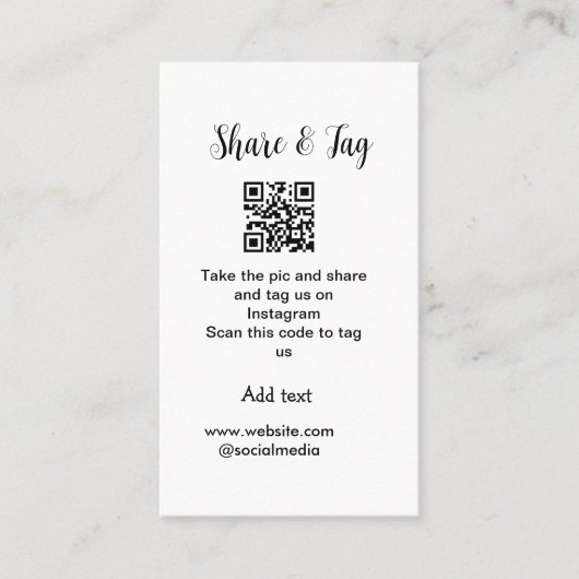 共有とラベルInstagramスキャンQR追加Webサイト 名刺 (正面)