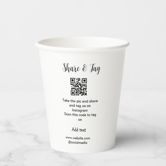 共有とラベルInstagramスキャンQR追加Webサイト 紙コップ (正面)
