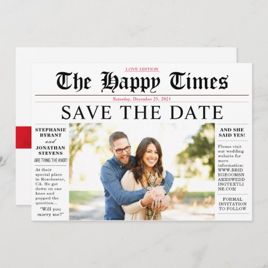 共有のニュースを保存素朴日付の結婚写真 招待状 (正面/裏面)