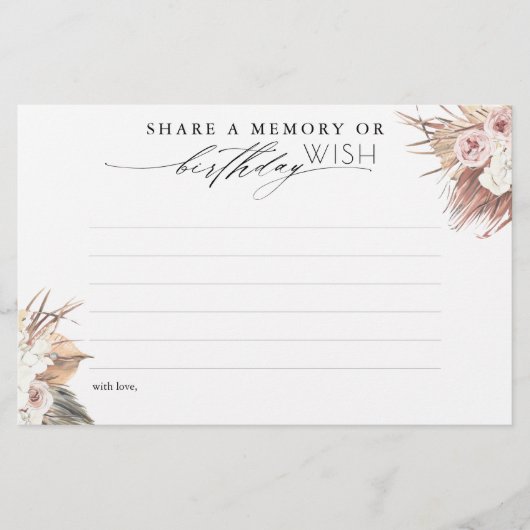 共有のメモリまたは誕生日ウィッシュカードをゲストに提供 (正面)