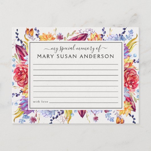 共有のメモリ葬儀の出席カード ポストカード (正面)