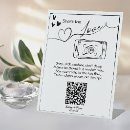 共有の写真結婚QRコードポスター 台座サイン