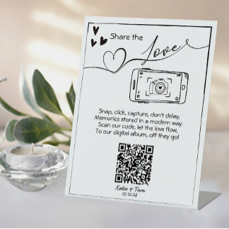 共有の写真結婚QRコードポスター 台座サイン