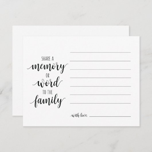 共有または単語を家族の悔やみや弔慰カードに 招待状 (正面/裏面)