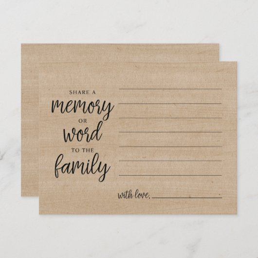 共有または単語を家族の悔やみや弔慰カードに 招待状 (正面/裏面)