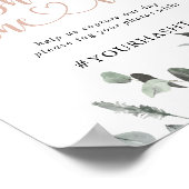 共有クラシックダスティピンクローズラブハッシュタグ ポスター (角)