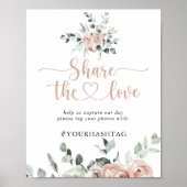 共有クラシックダスティピンクローズラブハッシュタグ ポスター (正面)