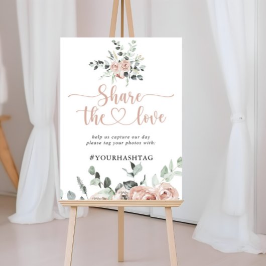 共有クラシックダスティピンクローズラブハッシュタグ ポスター