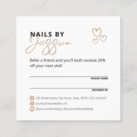 共有ザラブエレガントクリームスクリプトタイポグラフィ 紹介カード (裏面)