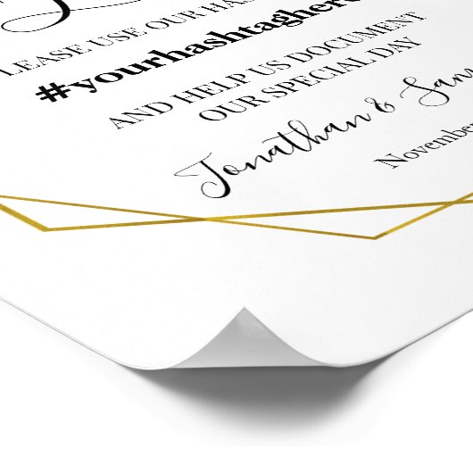 共有ザラブハッシュタグウェディングシャワー緑 ポスター (角)