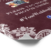 共有ザラブハッシュタグバーガンディ赤面フローラレース ポスター (角)