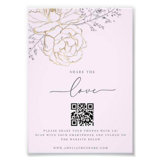 共有ザ愛薄紫結婚の写真共有QRコード フォトプリント            (正面)